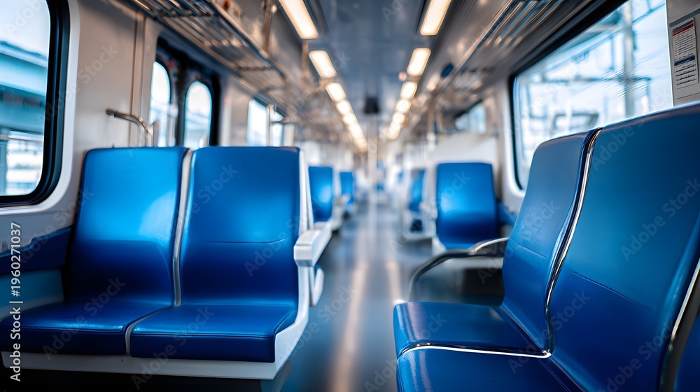Fototapeta premium Interior View of Modern Public Transportation Train Seats.