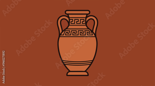 Ancient Greek Terracotta Vase Illustration.