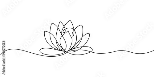 Continuous line drawing of lotus flower .one line vector illustration with out background, Continuous line drawing of lotus flower .one line vector illustration with out background,