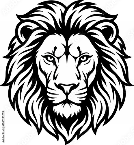 Black and white lion head.
