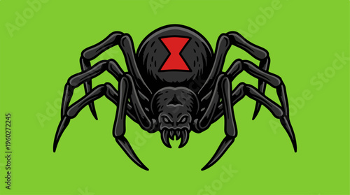 Black Widow Spider Closeup Illustration.