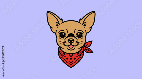 Chihuahua Dog Wearing Red Bandana.