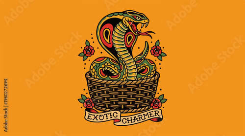 Cobra in a Woven Basket.