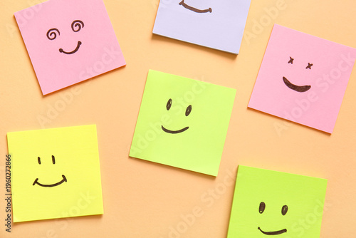 Sticky papers with drawn ha...