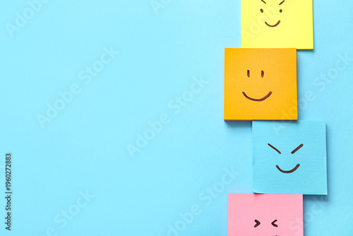 Sticky papers with drawn ha...