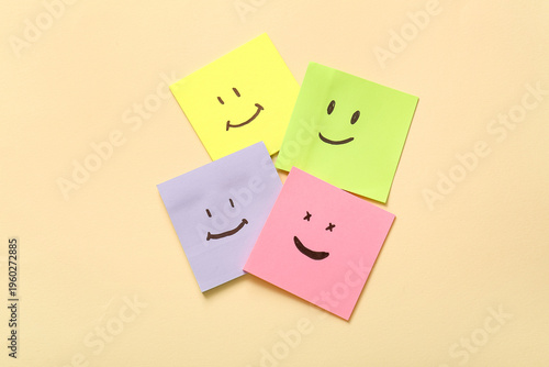 Sticky papers with drawn ha...