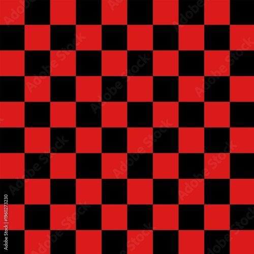 Slika na platnu A classic retro checkerboard pattern featuring a bold black and red grid