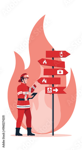 Firefighter Navigating Emergency Directions Amidst Flames Choices
