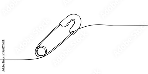 safety closed pin animation continuous one line drawing, Self drawing safety pin continuous one line drawing, single line art doodle outline safety pin vector illustration,