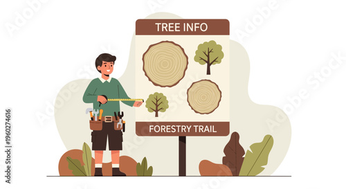 Forester Explaining Tree Information On Forestry Trail