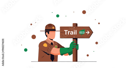Forest Ranger Guides Eco Trail Signage In Nature