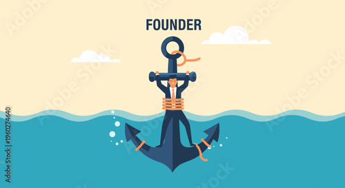 Founder Anchored Deeply in Business Concept with Nautical Symbolism