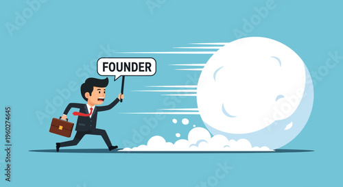 Founder Chasing A Giant Snowball Momentum Of Growth Concept