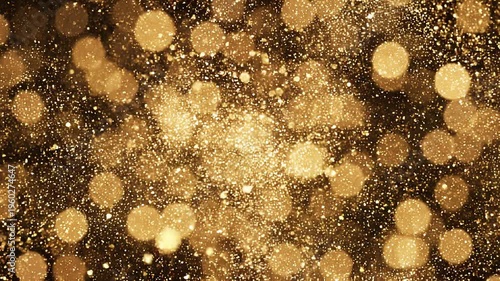 Golden Particles Explosion with Cinematic Bokeh and Luxury Glittering Effect