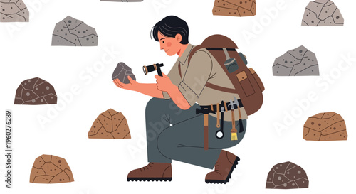 Geologist Examining Rocks For Scientific Exploration