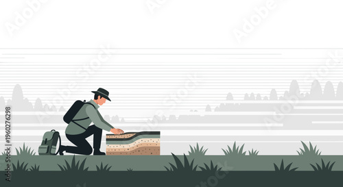 Geologist Examining Soil Layers Outdoors