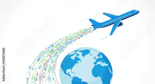 Global Connectivity And Digital Travel Stream From Airplane