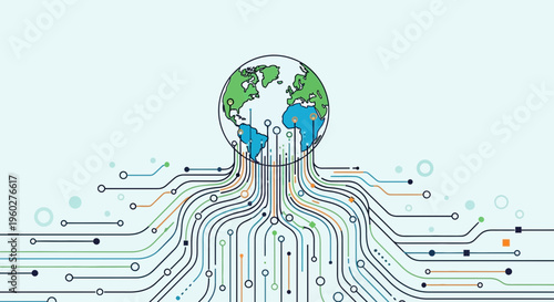 Global Digital Network Connecting The World Through Technology