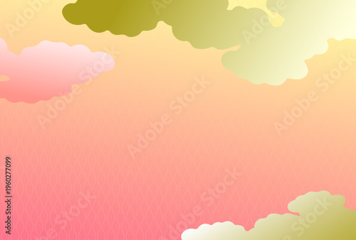 Elegant Traditional Japanese Cloud Pattern – Pink & Gold Gradient, Editable Illustrator AI Vector