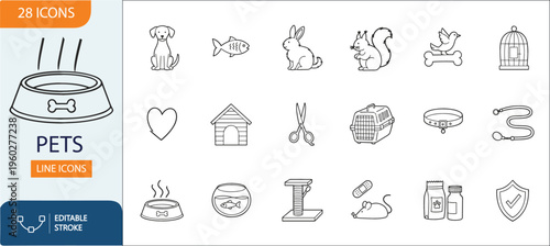 Design process line icon set featuring creativity, research, wireframing, and prototyping