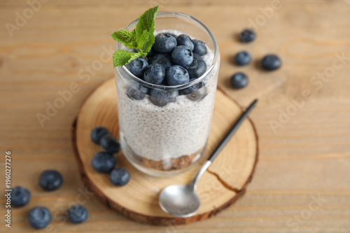 Glass of tasty chia seed pu...