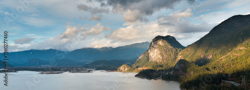 Sea to Sky Coastal Mountains Panorama Over Howe Sound Near Squamish, BC, Canada