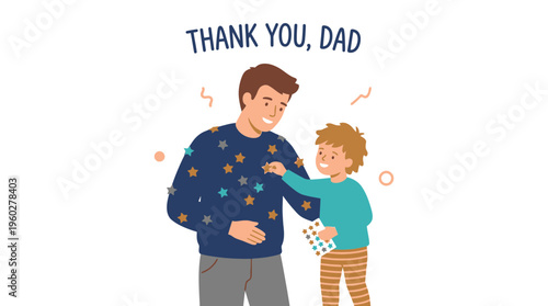 A loving child celebrates father's day with a special gift, creating a heartwarming moment of gratitude and affection