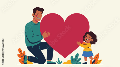 A loving father and his child celebrate special moments, sharing a big heart full of affection and joy, perfect for father's day celebrations