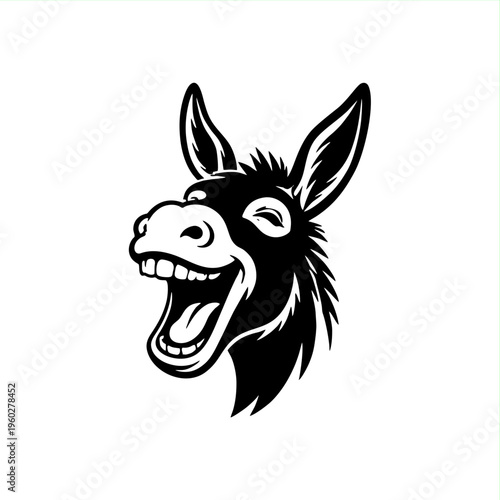 simple stencil vector of laughing donkey
