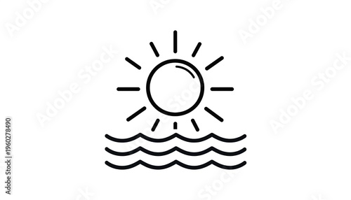 Sun and Sea Icon - A Minimalist Vector Illustration of Summer Vacation.
