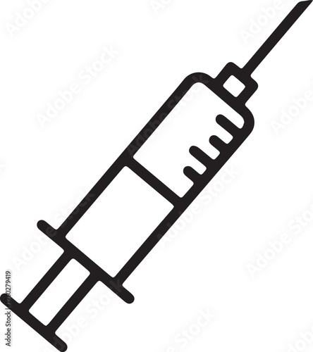 Art & Illustration, Medical syringe for vaccine injection or blood test icon. Healthcare line illustration for immunization, pharmacy and hospital treatment.