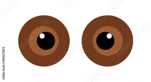 Two simple brown cartoon eyes on white background
