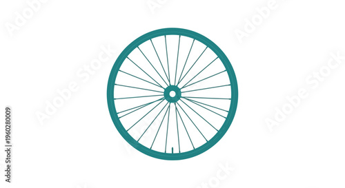 Simple teal bicycle wheel vector graphic isolated