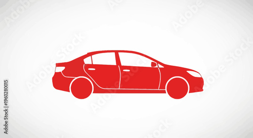 Red sedan car side view flat design vector icon