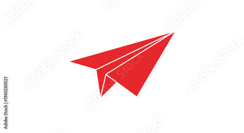 Red paper airplane icon on a white background