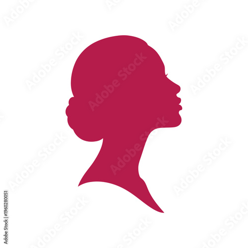 Pink silhouette profile of elegant woman with hair bun