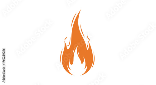 Orange flame simple vector icon illustration symbol