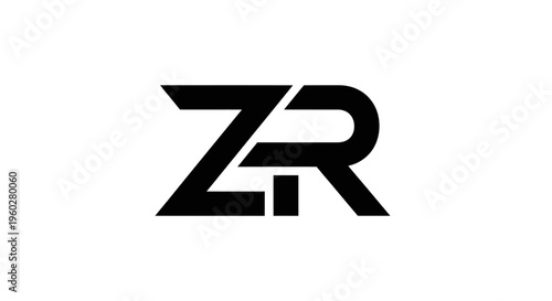Modern ZR letters monogram logo design in black and white