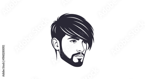 Modern man's head illustration with stylish hair and beard