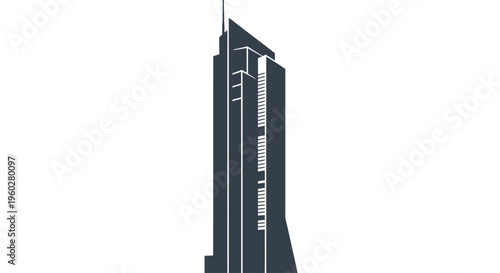 Modern tall skyscraper building architecture city minimalist icon