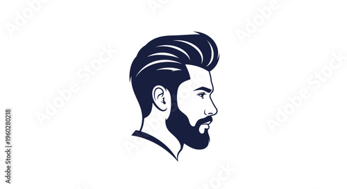 Handsome man profile with beard and pompadour hairstyle