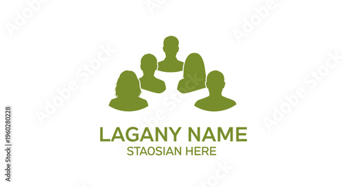 Green diverse people group icon on white background