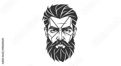 Geometric abstract portrait of a bearded man's face