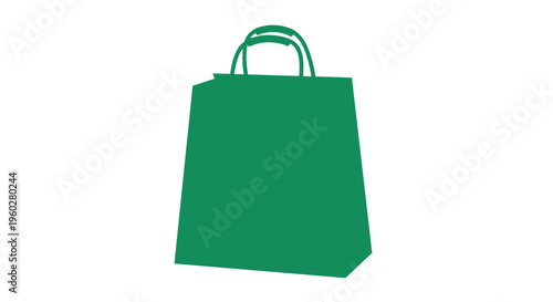 Green shopping bag icon on white background