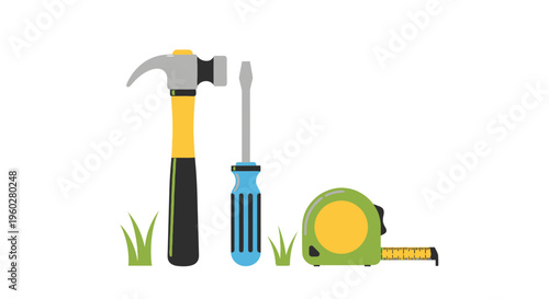 Flat design illustration of essential home improvement tools