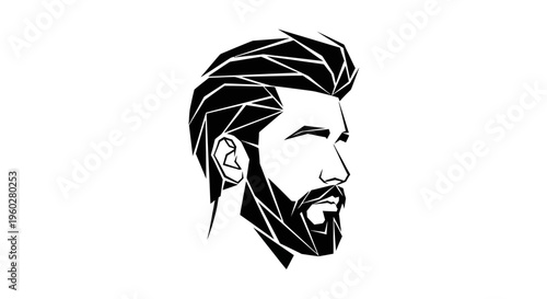 Geometric male head profile with beard and stylish hair