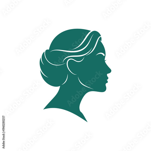Elegant woman silhouette in profile with classic bun hairstyle