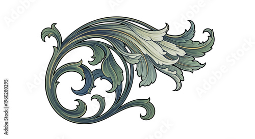 Elegant vintage Art Nouveau floral scroll design element