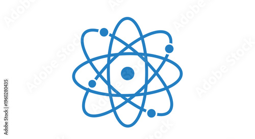 Blue atom icon representing science and nuclear technology