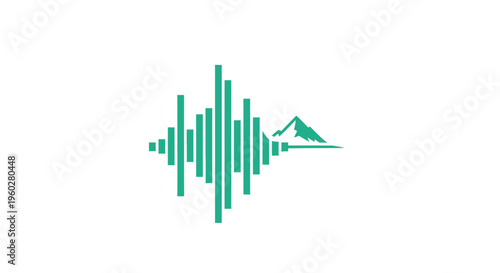 Audio waveform and mountain peak logo design concept